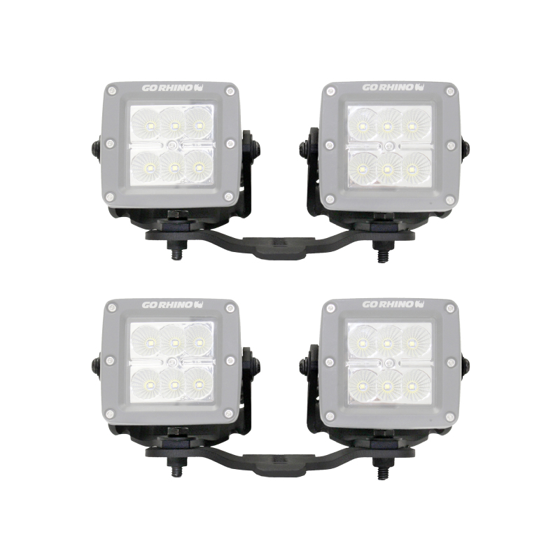 Jeep Wrangler Light Mounts - Driver and Passenger Side - Go Rhino - Hood Hinge for Two 3